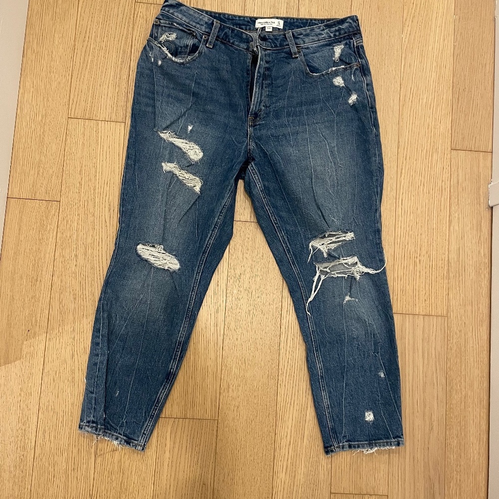 Abercrombie Curve Love Distressed Mom Jeans